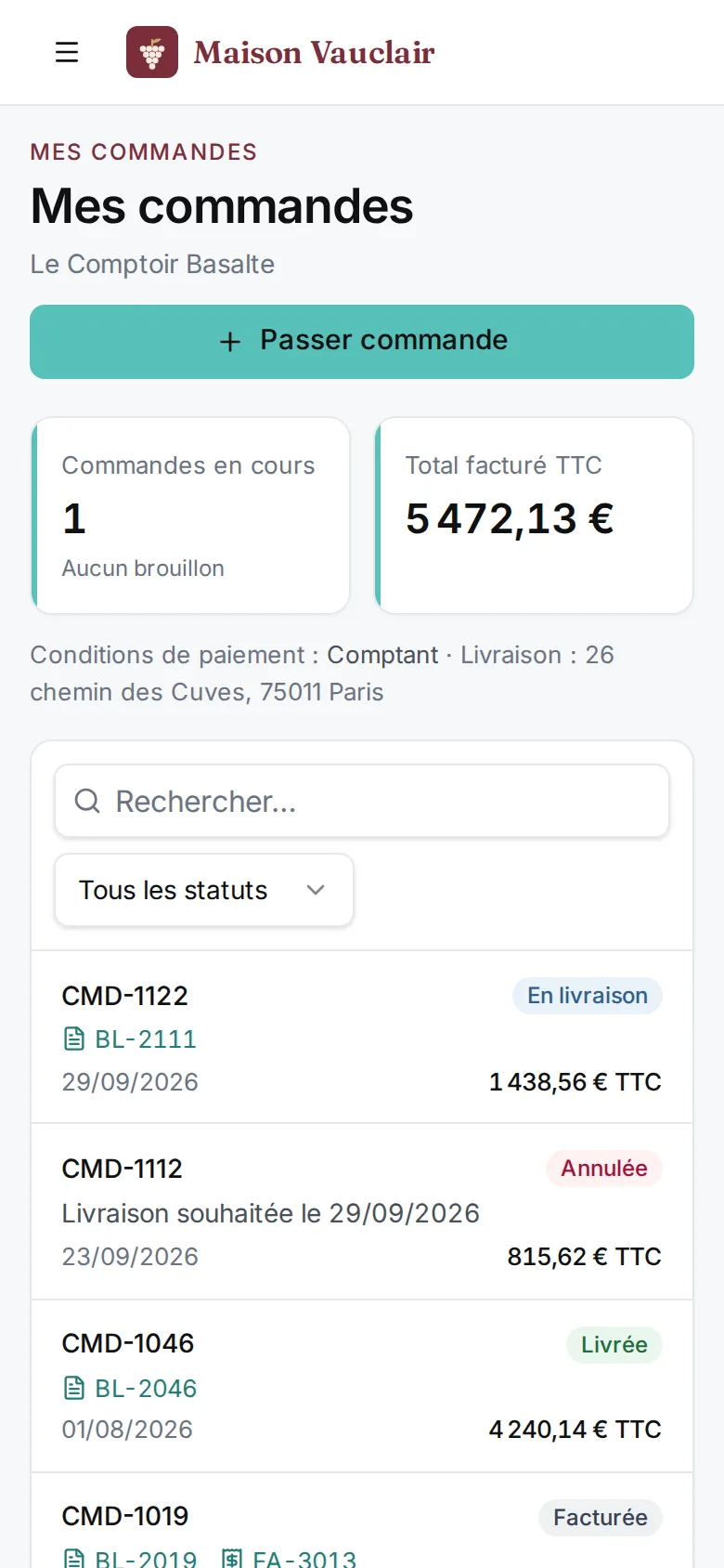 Maison Vauclair : Sur mobile